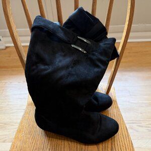 Cloudwalkers - Women's Tori Tall Boots - Black Suede-Look